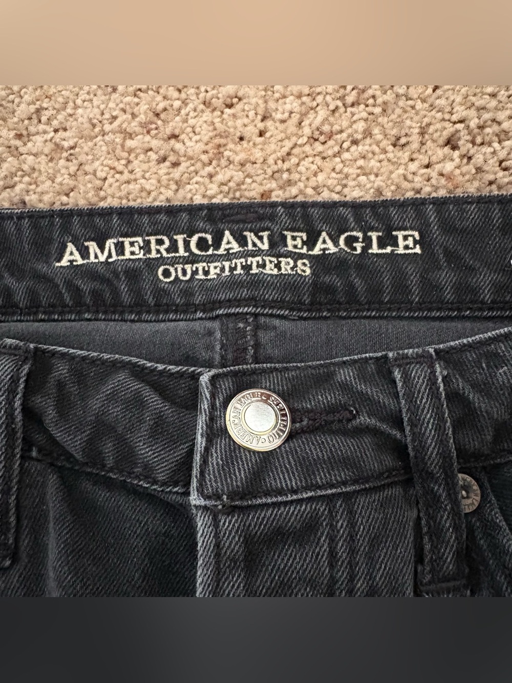 American Outfitters black Denim Mini Skirt Raw Hem women’s 4 - Picture 3 of 8